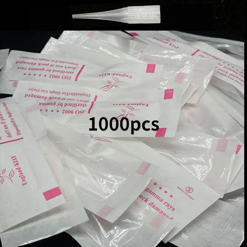 1000 pcs 1RL Disposable Tattoo Permanent makeup needle tips Traditional needle caps Nozzle For Eyebrow Lip Tattoo Machine Pen