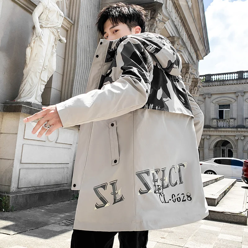 UYUK Jacket men 2019 autumn Korean version trend long coat section windbreaker winter Thick Cotton velvet Japan Style Black UYUK Jacket men 2019 autumn Korean version trend long coat section windbreaker winter Thick Cotton velvet Japan Style Black