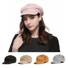 X уличная одноцветная замшевая восьмиугольная кепка, Женская Повседневная Кепка в британском ретро стиле, черная, розовая, серая, бежевая, модная, для художника, один размер козырьков
