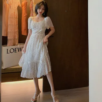 

Summer 2020 Runway Mini Dot Ruffles Dress Women Sexy Slim Temperament Girl Dress Lady Vacation Party Clothes Dresses