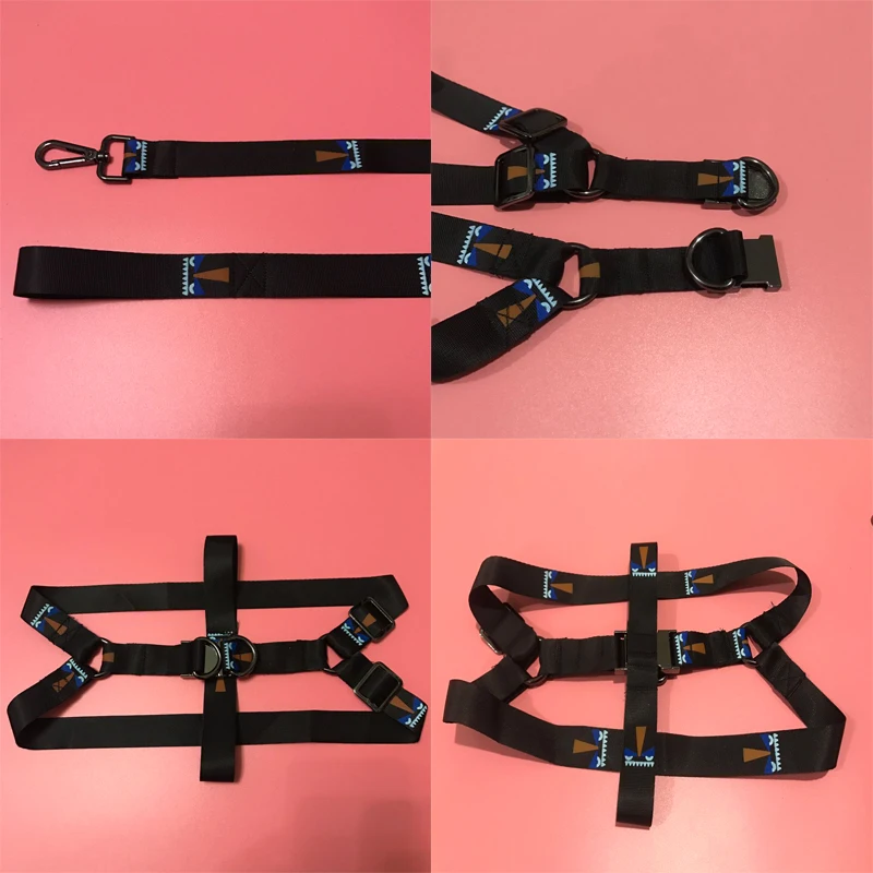 

Commodity has a monster eye pattern trend pet leash collar collar chest full set of metal buckle material suitable for large dog