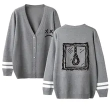 Хип-хоп певец Lil Открытый свитер мужской модный белый полосатый нарукавник свитера мужские Новые V шеи Harajuku мужская одежда