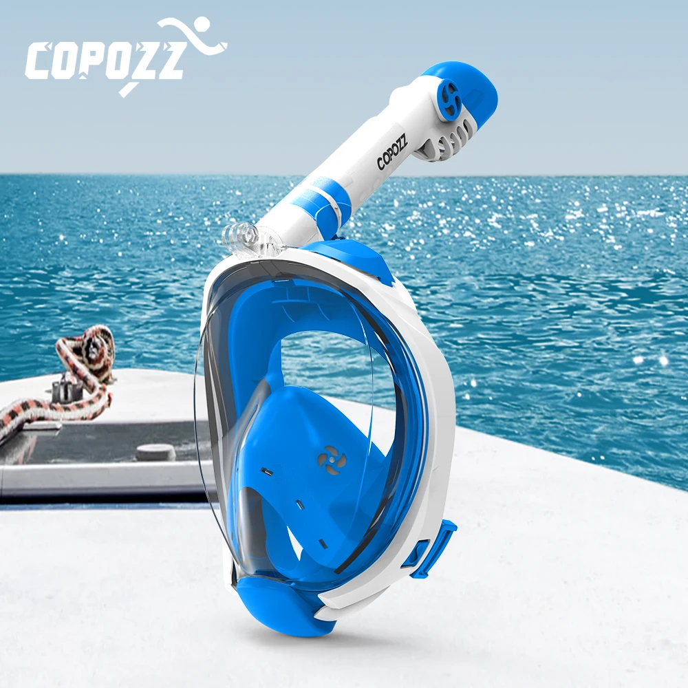 Ceny Całą twarz maska do nurkowania Anti Fog gogle z mocowanie kamery podwodne układu oddechowego maska do nurkowania Snorkel pływanie maska dla dorosłych młodzieży