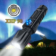 Самый мощный светодиодный фонарь XHP90 XHP70.2, тактический Водонепроницаемый фонарь, умный чип с управлением, конус с нижней частью, аккумулятор 26650