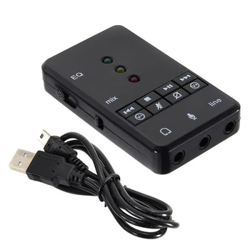 

USB 1.1/2.0 External EQ Sound Card 7.1 Channel Headset Microphone 3D Audio Adapter for Tablet PC Desktop