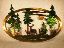  Whitetail Deer Metal Wall Art or Bear Mountain and Trees Engraving Indoor Outdoor Wall Decoration Christams Decor Christams Gift 