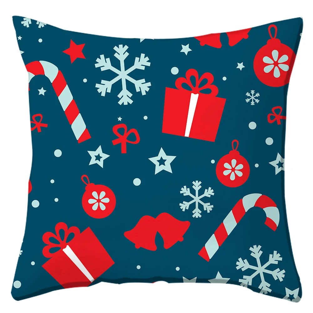 Homesky Merry Christmas Cushion Cover 45x45cm Decoration Pillowcases Santa Claus Polyester Throw Pillow Case Cover