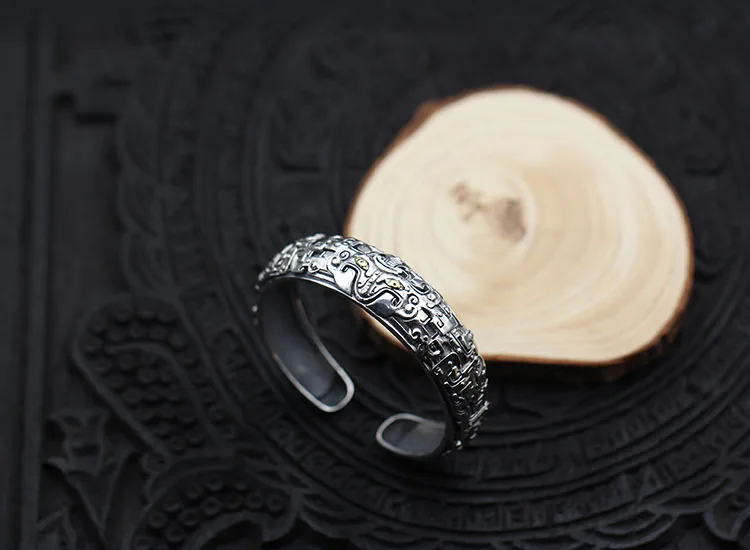 S925 sterling silver men's bracelet personalized classic retro jewelry domineering beast modeling gift to send lover Bangles