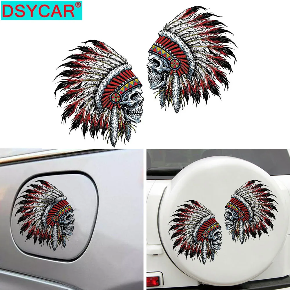 

DSYCAR 1Pair 1012cm Indian Skull Funny Car Stickers Car Window Decorative Sticker Skull Decal for Car Decorations Accessories