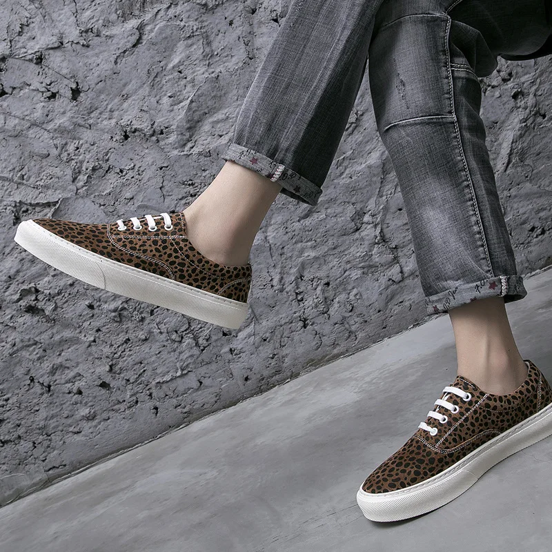 

Trend New Style MEN'S SHOES 2019 Autumn And Winter Low-top Shoes Korean-style Swede Leather Trendy Shoes Cool Leopord Pattern Lo