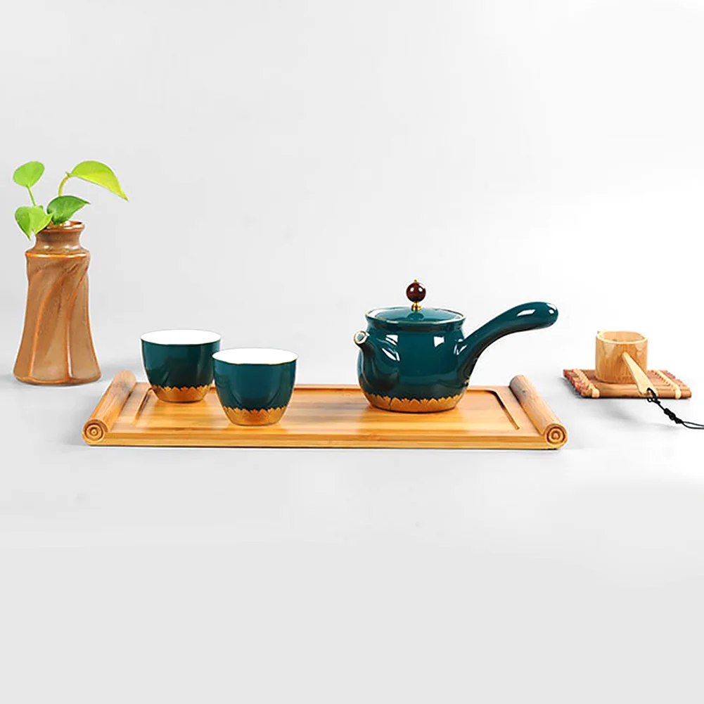 

Durable Rectangle Table Plate Food Easy Clean Serving Tea Tray Holder Bamboo Dessert Board Home Snack