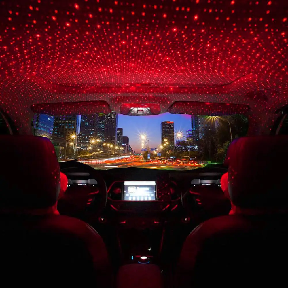 

USB Auto Decoration Light Mini LED Car Roof Star Light Interior Atmosphere Lamp Projector Red Lights
