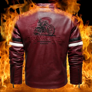 

2020 Winter Jacket Men Leather Motorcycle Jacket Embroidery Zipper Coat Men Fashion Streetwear Coat Black Jacket and Coats Male