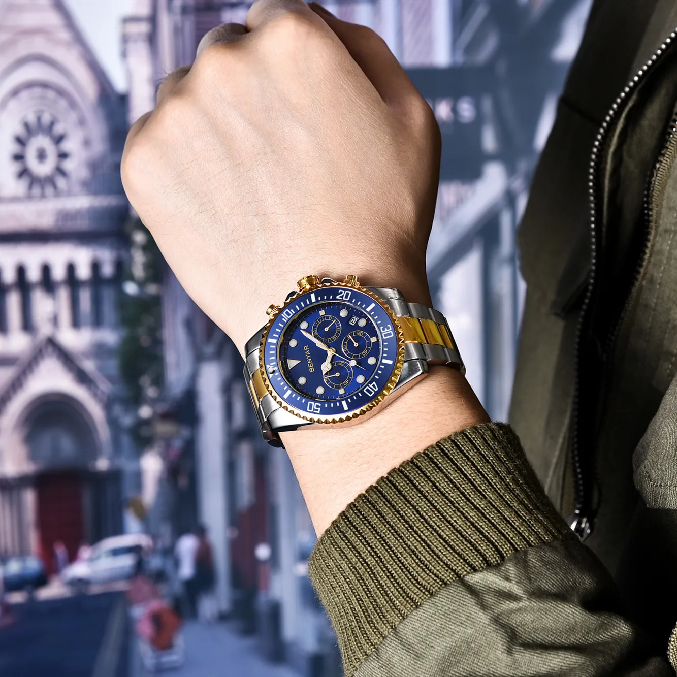 Billige BENYAR 2020 Mens Casual Sport Uhr Top Marke Luxus Armee Military Herren Armbanduhr edelstahl Uhr Relogio Masculino