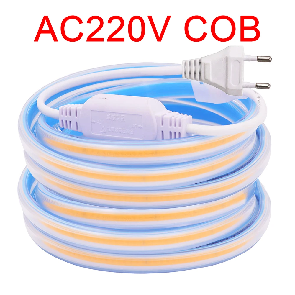 

220V COB LED Strip Light Waterproof Super Bright 360LED/m Linear Lighting CRI 90 Led Tape 1m 5m 10m 20m 50m 100m 200m 300m New