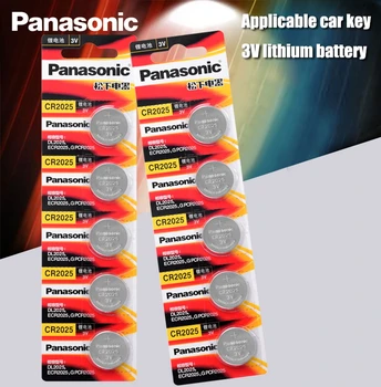 Panasonic-Pilas de botón CR2025, batería de litio para reloj, calculadora, báscula, 3 V, lote de 10 uds., producto original
