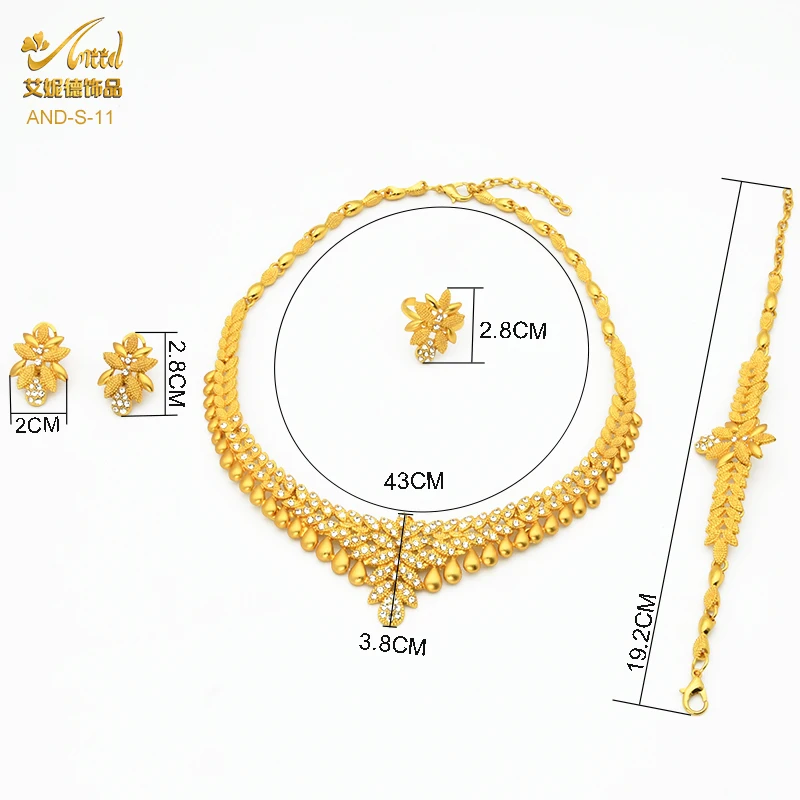 ANIID African Jewelry Set Big Necklace Dubai Ethiopian Gold Jewelery Sets Earring Bracelet For Women Bridal Choker Jewelrl - Image 6