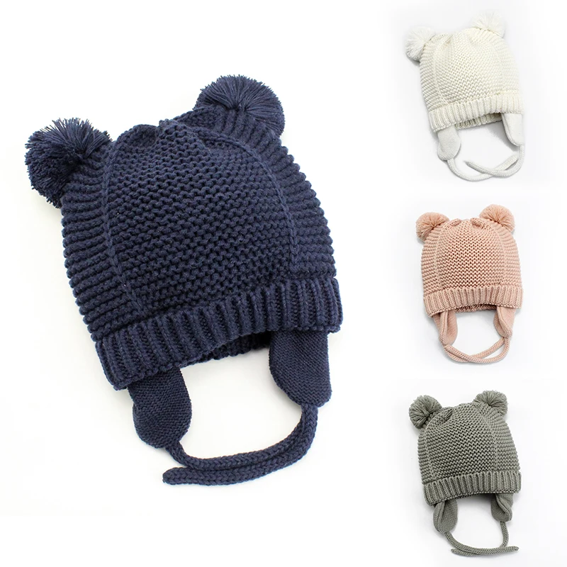 

Cute Knitted Photography Props Baby Hat Cap Thick Warm Baby Girl Boy Beanie Winter Ear Warm Kids Baby Bonnet Muts For Newborn