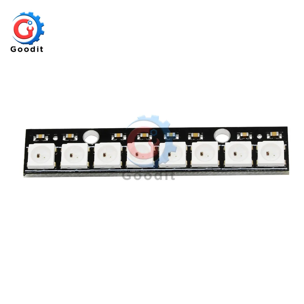 5Pcs/Lot LED PCB Board WS2812 RGB 5050 8 Bits 1x8 Pixel Panel Matrix Screen WS2812 IC Led Module 800Kbps