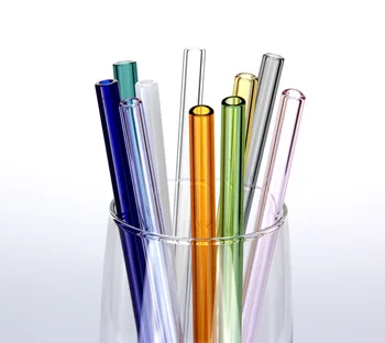 

New Arrive 100pcs Reusable Wedding Birthday Party Strait Colors Glass Drinking Straws Thick Straws