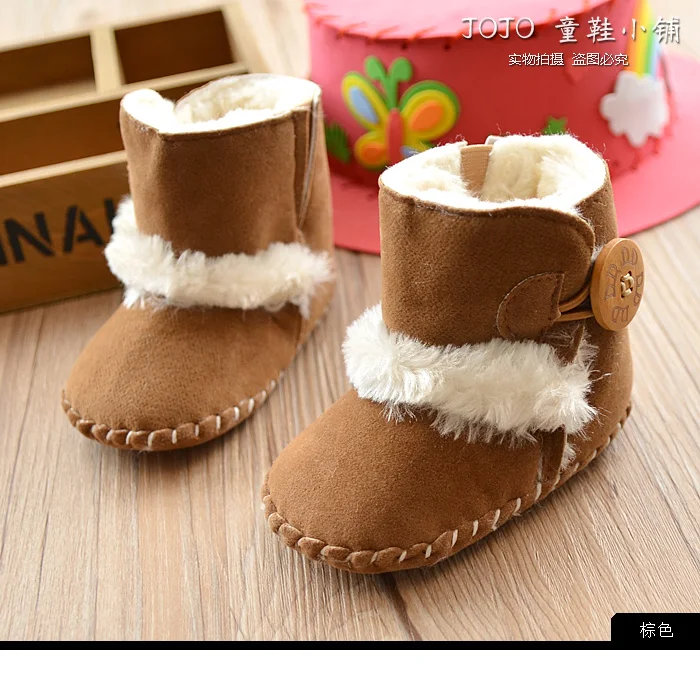 Детская обувь хлопок добавить шерсть теплая мягкая подошва досуг в помещении 0 и 1 года малыша обувь осень и зима