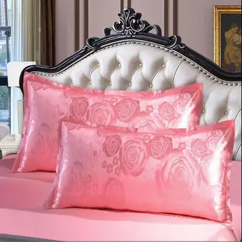 

Dropship Satin Silk Pillowcase Black White Solid Color Satin Imitated Silk Pillow Cover US Twin Queen King Size Pillowcase