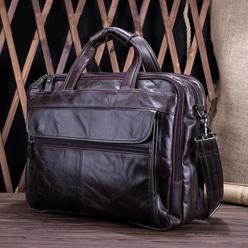 

New arrival Men Leisure handbag Retro Fashion genuine Leather Document business people Bag Multifunction Handbag Computer Bag