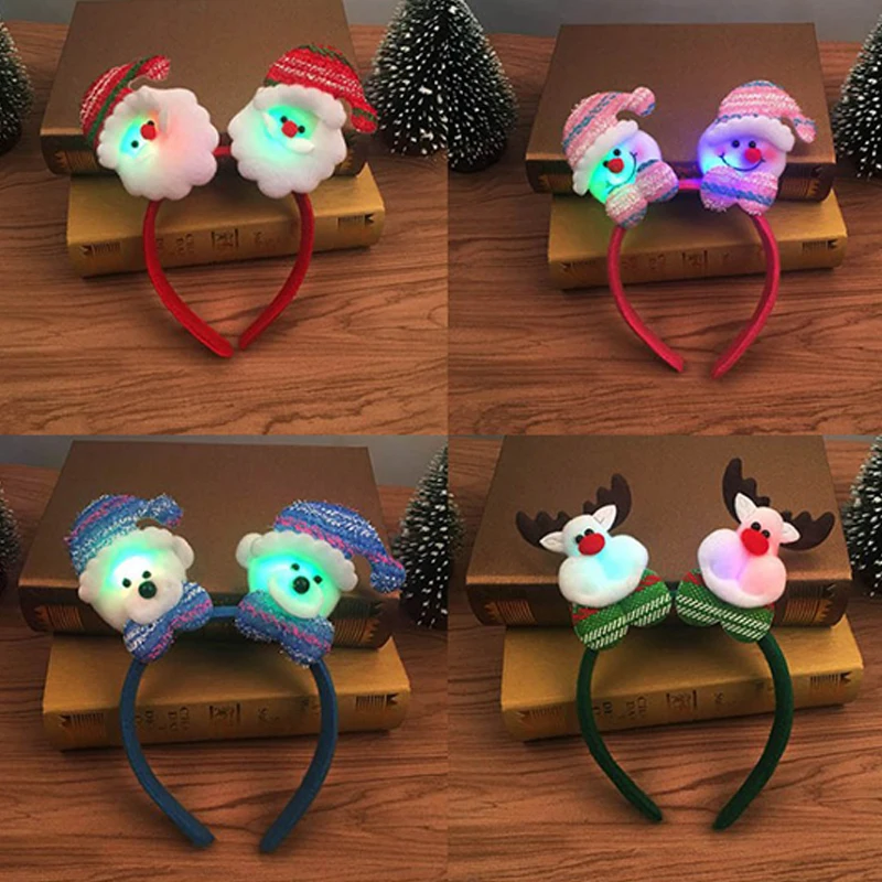 

Christmas Glowing LED Headband Santa Snowman Headband LED Light Headband Xmas Decoration Red New Years