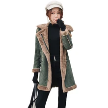 Зимние шерстяные пальто женские куртки средней длины Повседневная новая верхняя одежда на молнии оленья бархатная овечья шерсть утолщенные хлопковые топы для женщин