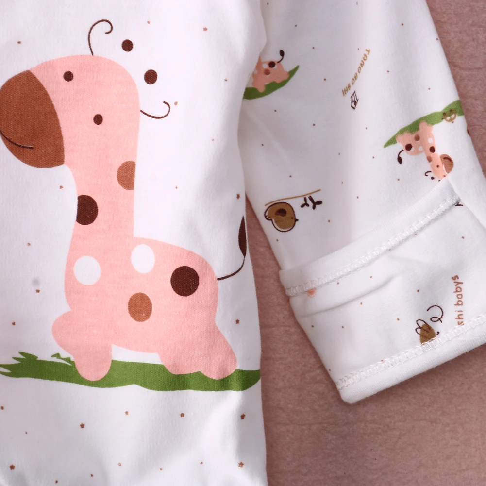 5 Pieces Pajamas Sleeper Set Newborn Infant Unisex Baby Boy Girl Clothes Animal Print Underwear Shirt and Pants 0-3M