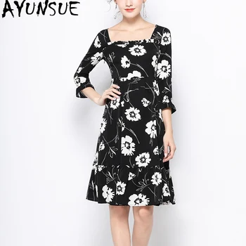 

AYUNSUE 2020 Spring Summer Dress Women Plus Size Dress Elegant Floral Beach Korean Womens Dresses Vestido Midi LS20A28095 KJ4201