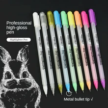 

9colors/Set Colored Gelly Roll Highlighter Pens Fine Liner Color High-Gloss Hook Line Pen Sketch Art Supplies School Stationery