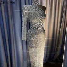 Блестящие вечерние платья в Дубае, длинные платья на одно плечо, платья для Noche, мусульманское платье русалки, вечерние коктейльные платья