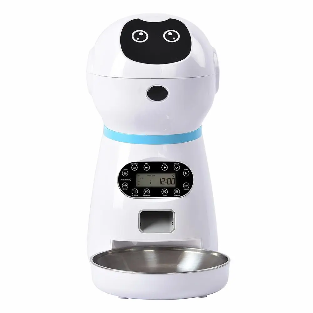 Автоматическая кормушка для домашних животных, дозатор для собак, кормушка для домашних животных, миска из нержавеющей стали, диктофон, программируемый автоматический дозатор времени