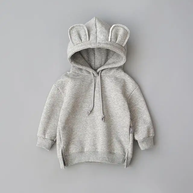 New Spring Autumn Baby Boys Girls Clothes Cotton Hooded Sweatshirt Children's Kids Casual Sportswear Infant Clothing - Цвет: Gray