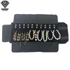 Sac en rouleau de bijoux, étui de transport Portable, organisateur en velours noir, boîte de rangement multifonctionnelle pour colliers, bagues, boucles d'oreilles, vente en gros