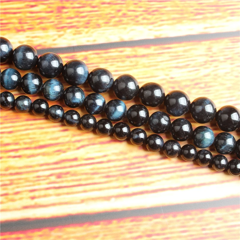 

Blue Tiger Natural Stone Bead Round Loose Spaced Beads 15 Inch Strand 4/6/8 / 10mm For Jewelry Making DIY Bracelet Necklace