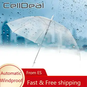 

CellDeal Semi-Automatic Personal Transparent Umbrellas Wind Resistant Long-Handle Rain Windproof Umbrella Clear Field Of Vision
