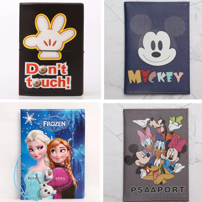Disney Fashion PU Passport Cover Frozen 2 Elsa Mickey Winnie Cartoon Print Girls Boys ID Card Holder Travel Ticket Passport Case