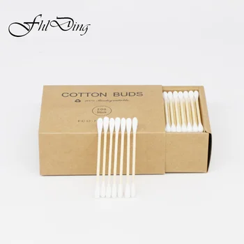

200pcs Disposable Cotton Swab Bamboo Cotton Swab Wood Sticks Disposable Buds Cotton For Beauty Makeup Nose Ears Cleaning