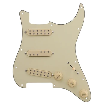 

Yellow PVC 11 Holes SSS Prewired Pickguard Set Pickup Knobs Switch