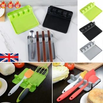 

Kitchen Heat Resistant Silicone Spoon Rest Cooking Utensil Spatula Holder 2020
