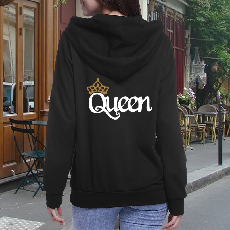 QUEEN KING Poker толстовки для пар осень зима для женщин мужчин хараджуку свитшот с капюшоном женский длинный рукав повседневные Пуловеры Топы