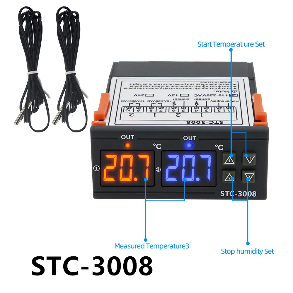 STC-1000 STC-3000 3008 3028 디지털 온도 컨트롤러 STC-8080A+ STC-9100 9200 온도 조절기 110-220V 10A