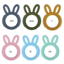 Baby Silicone Teether Ring Molar Soother Cute Rabbit Head Ears Bracelet Rattle Nursing Teething Chewing Toy Shower Gifts