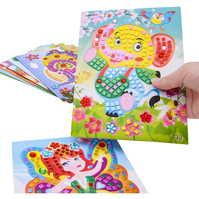 Mosaic Stickers Puzzle Art Kits Sparkle DIY Handmade Crafts Crystal Paste Painting Toys Kids Early Education Creative Gift craft toys,puzzle toys