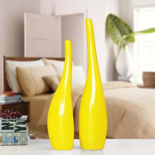 2Pcs Creative black and white home living room bedroom TV cabinet crafts decoration golden ceramic art flower arrangement vase