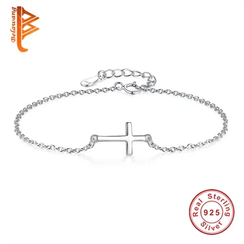 

BELAWANG 100% 925 Sterling Silver Cross Charm Bracelet for Women Engagement Wedding Bracelet Sterling Silver Jewelry Gift