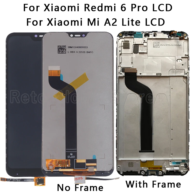 

5.84" AAA Quality IPS LCD+Frame For Xiaomi Mi A2 Lite LCD Display+Touch Screen Digitizer Assembly For Redmi 6 Pro LCD Replace