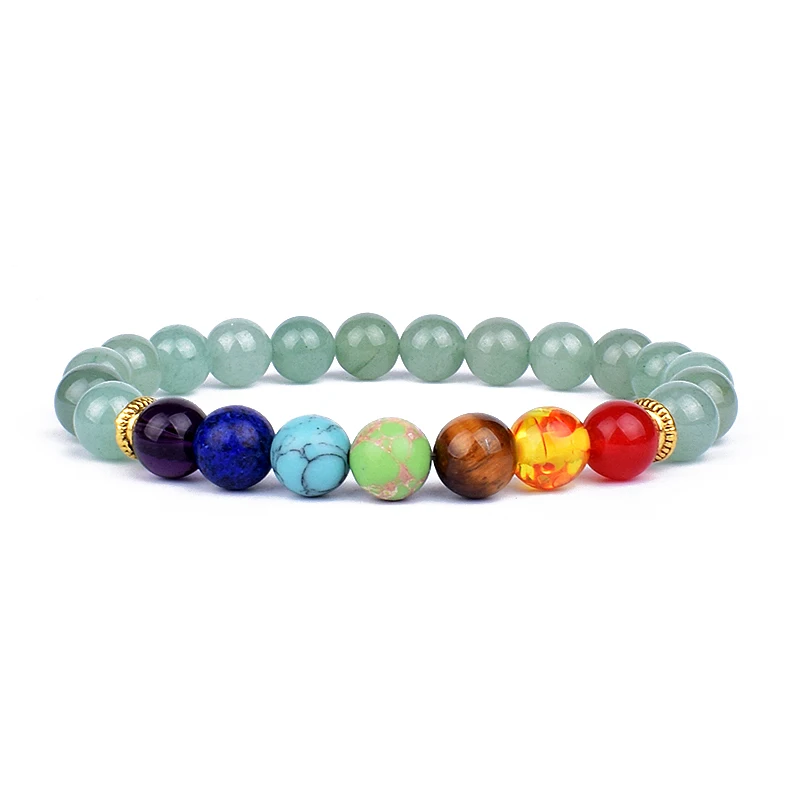 Natural Stone 7 Chakra Bracelets & Bangles Tiger Eye Bead Yoga Balance Bracelet Men New Buddha Prayer Jewelry pulseira masculina